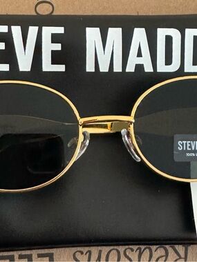Steve Madden Gold Frame Black Lens Oval Sunglasses